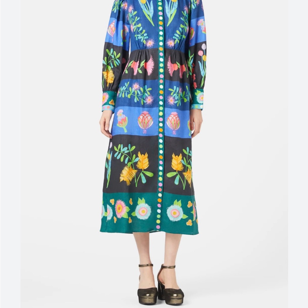 Gorman Linen Stripped Dress. Known for bold and offbeat prints. Size 12 AU